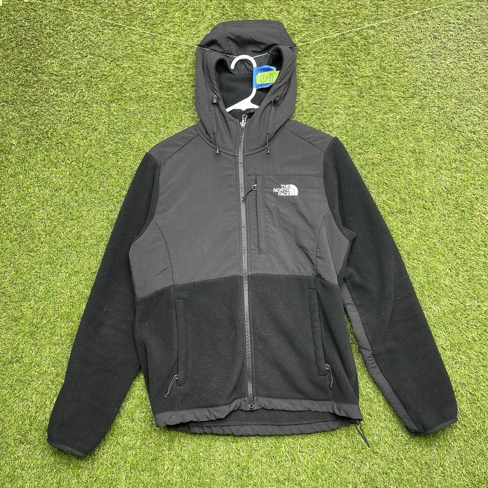 The North Face Jacket Mens Small Black Hooded Denali Fleece Full Zip Hiking